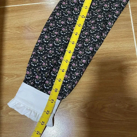 VTG Honey Cinnamon Cottagecore Dress S Floral Ruffle Lace Trim Stretch Waist - Picture 5 of 13